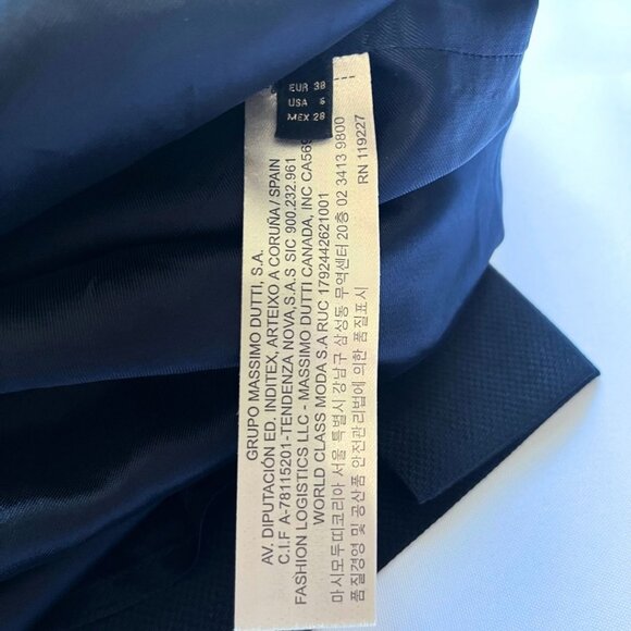 NWT MASSIMO DUTTI NAVY FRONT MARBLED OVERSIZED BUTTON PENCIL SKIRT - 6 - Picture 11 of 12